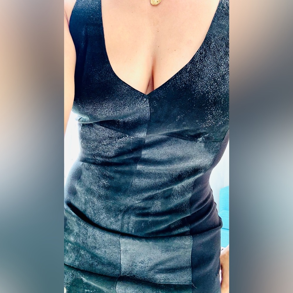 GRAHAM & SPENCER Leather Bodycon Dress. Black. Size M